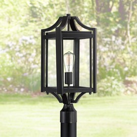 Franklin Iron Works Rockford Collection Rustic Farmhouse Outdoor Post Light Fixture Black Iron 20 1/4" Clear Beveled Glass for Exterior House Porch Patio Outside Deck Garage Yard Garden Driveway