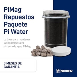 Nikken - Paquete de repuesto de agua PiMag Pi - Filtro de agua con minerales como el calcio y accin purificadora - Altura 4,60 cm, Dimetro 9,20 cm    