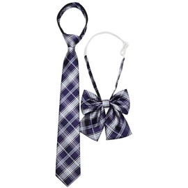 Lolita House SHUCLASS School Ribbon and Necktie, 2-Piece Set, Ribbon for Girls School Uniform, For Junior High School Students, High School Students, navy