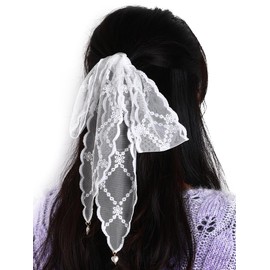 Lace hair band ribbon cute floral hair accessory lace pearl hair ornament fashionable rhombus embroidery pattern scarf princess forest girl hair arrangement hair ornament wedding graduation