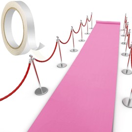 Shappy Carpet Runner Rug 55GSM Thickness with Carpet Tape Hallway Rug for Wedding Party Graduate Dance Floor Outdoor Accessories(Pink, 4 x 16.4 Feet)