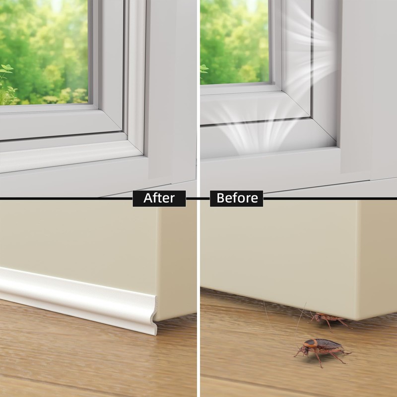 26 Ft Weather Stripping for Windows/Doors,Self-Adhesive Window Draft Stopper Foam