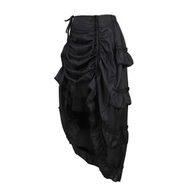 Kranchungel Womens Steampunk Skirt Pirate Costume Victorian Cosplay Ruffle High Low Outfits 3X-Large/4X-Large Black