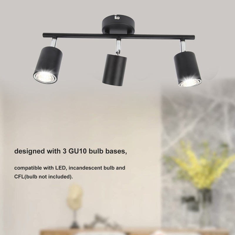 LED Track Light Kit 3 Heads 15.9in Arm 90 Degrees