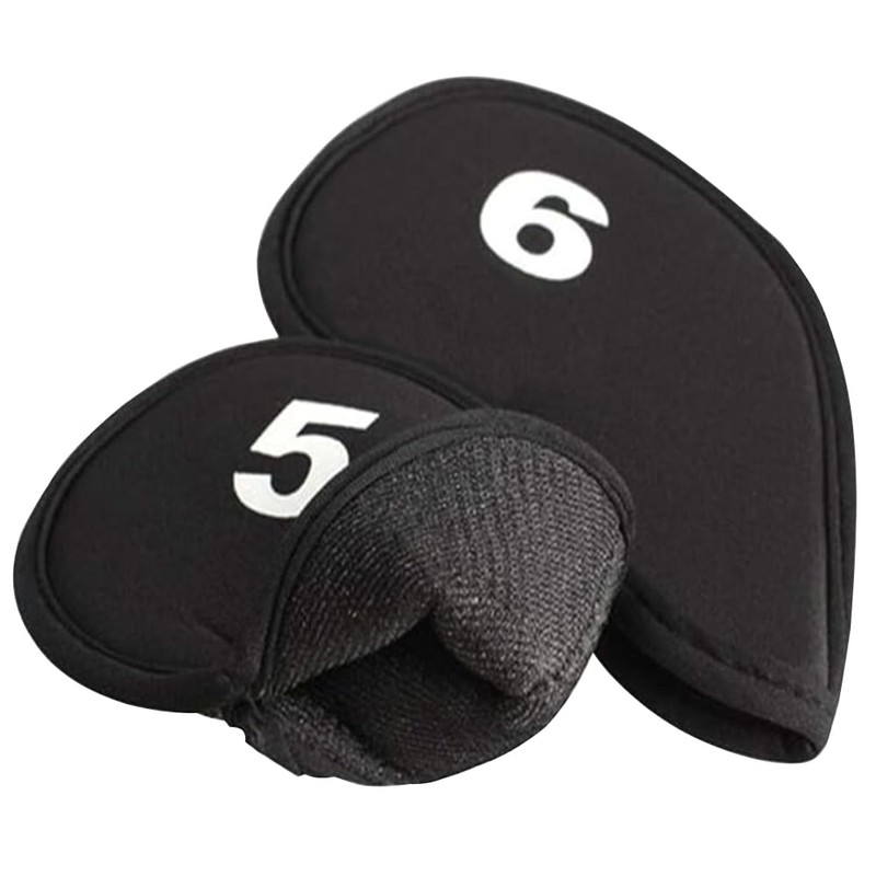 10Pcs Neoprene Black Golf Head Covers for Iron with White