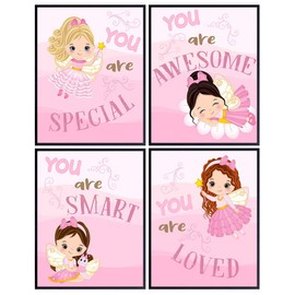 Girls Room Decor - Wall Decor for Girls - Little Girls Bedroom Decor - Pink Nursery Wall Decor - Cute Princess Wall Decor - Toddler Girls Bedroom - Kids Wall Art - Baby Girl Room Decorations