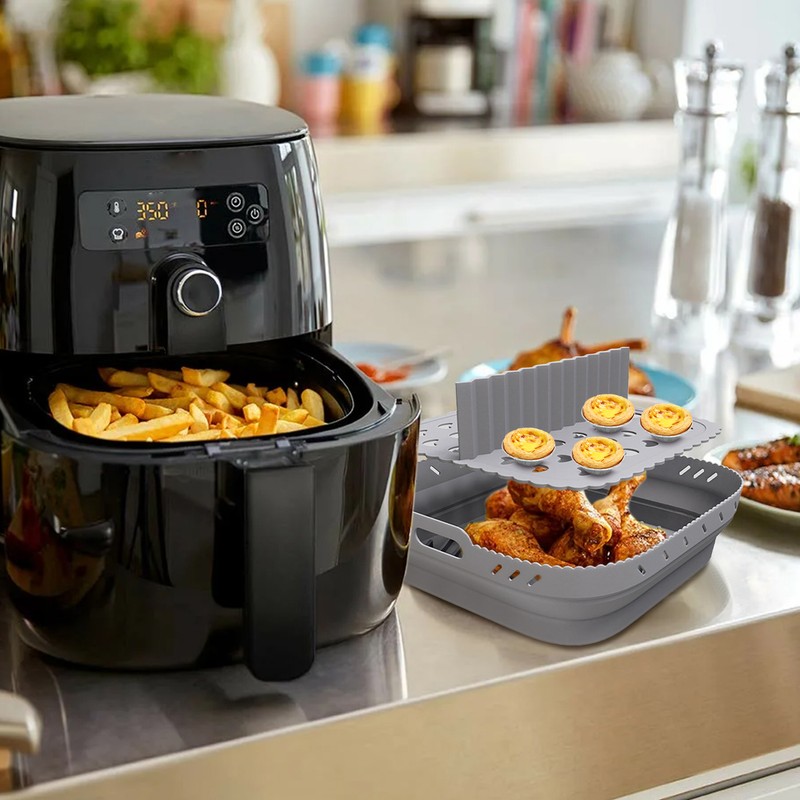 Square Air Fryer Silicone Baking Pan with Silicone Mat Air
