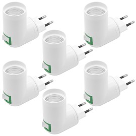 GOIYZTTR Pack of 6 E27 Lamp Holders with Switch White E27 Lamp Socket without Cable 360° Adjustable AC 230 V EU Plug Suitable for Kitchen Lights and Garage Lights