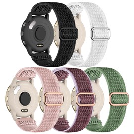 Wizvv Pack of 5 Wristbands Compatible with Garmin Venu 3S/Venu 2S/Vivoactive 4S Wristband, 18 mm Elastic Nylon for Garmin Forerunner 255S/265S Women and Men