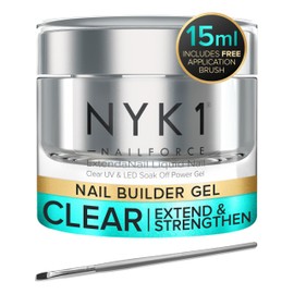 NYK1 Strengthening Nail Builder Gel For Nails (.5 Fl Oz / 15ml) NYK1 NailForce Gel Builder For Nails Fix Split Broken Nail Strengthener - Clear Polygel Nail Gel Builder UV Gel and LED Hard Gel For Nails