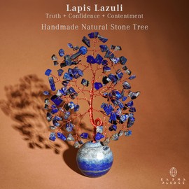 Crystal Tree of Life Home and Office Decor Gifts for Women, Lapis Lazuli Chakra Healing Stones Feng Shui Bonsai Tree for Positive Energy, Money, Good Luck, Christmas Decor, Birthday Gifts for Mom