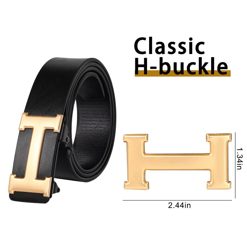 Aurolran Men&Womens Leather Dress Belt Business Automatic Buckle Belt Color-Black