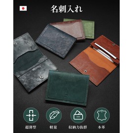 Kawaoto Business Card Holder, Men's, Thin, Pueblo Leather, Genuine Leather, Business Card Case, Large Capacity, Made in Japan, Business Card Holder, Ultra Lightweight, Men and Women, Simple