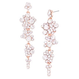 Rosemarie Collections Women's Stunning Crystal Rhinestone Statement Bubble Dangle Earrings 3.25 Inches (Clear Rose Gold Tone)