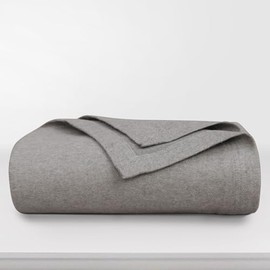Tribeca Living All Seasons Luxury Cotton Blanket - Oversized, Yarn Dyed, Soft and Warm 100% Cotton Blanket - King, Heather Mid Grey