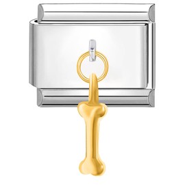 Quiges - 9mm Italian Style Charm Link Module Stainless Steel Bone for Italian Style Bracelets