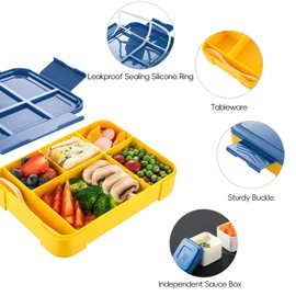 Symagalbst Brotdose Kinder mit Fächern, 1300ml Lunchbox Kinder mit Fächern, BPA Frei Bento Box, Brotbox Jausenbox Perfekt für Kindergarten, Schule, Picknick
