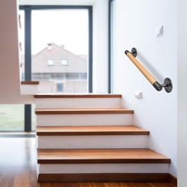 15" Wood Handrail Wall Mount Handrails for Indoor Stairs, 2Pcs