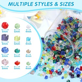 cridoz 1710 Pieces Crystal Glass Beads for Jewelry Making and Crafts, Colorful Beads for Bracelets, DIY Crafts and Home Ornaments