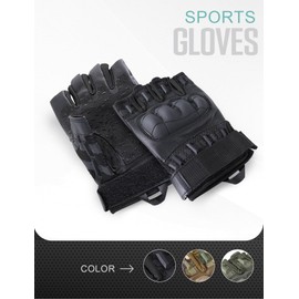 WTACTFUL Fingerless Gloves for Men Airsoft Paintball Bike Cycling Motorcycle Motorbike Hunting Hiking Work Outdoor Half Finger Gloves Black L