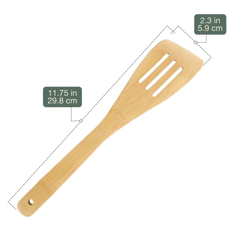 Bamboo Serving/Cooking Utensils - B13 - Angled Slotted Spatula -