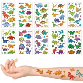 10 Sheets Dinosaurs Temporary Tattoos Stickers for Kids,Childrens Fake Tattoo Sticker Set Multiple Patterns Waterproof Removable Stickers for Prizes Birthday Party Bag Fillers for Boys Girls