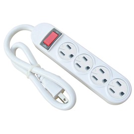 Woods 41299 Power Strip With Overload Safety Feature, 4 Outlets, 1.5 Foot, White