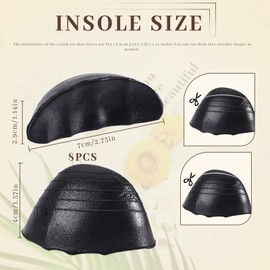 shoe insoles for loose shoe, half size toe insoles for shoes, too large fit, toe cushion filler, size reducer, insoles for women and men, high heels, smaller, black, round, 4