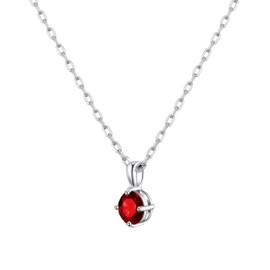 Philip Jones Sterling Silver Dark Red Necklace Created with Zircondia® Crystals