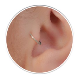 Simple Tragus Ring Piercing - Sterling Silver Plain Ear Rings 20 Gauge - Dainty Cartilage Hoop For Women Men Unisex