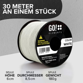 GO!elements 30 m Paracord Rope Made of Tear-Resistant Nylon - 3 mm Paracord 425 Type II Max. 192 kg - Cords as Outdoor Rope, All-Purpose Rope, Survival Rope, Bracelet, Dog Lead, Nylon Cord, Colour: