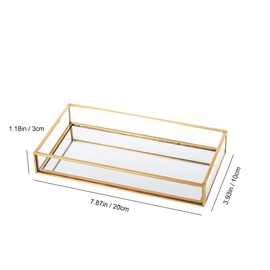 Feyarl Glass Tray Mirror Tray Place Tray Brass Small Item Storage Perfume Display Gold (8 inches)