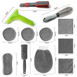 MEISHANG Car Cleaning Set Indoor Outdoor Care Kit, Car Care Cleaning, Cleaning, Car Wash Set with Tyre Brush, Multi-Purpose Cleaning Cloths, Black