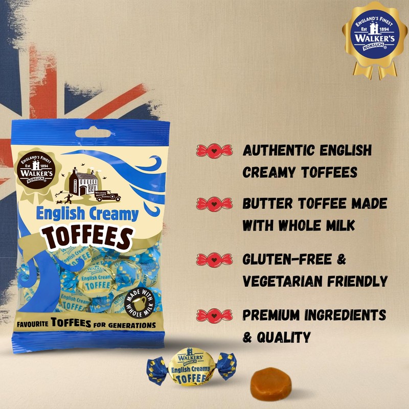 Walkers Nonsuch English Creamy Toffees Bag 5.29 Oz (Pack of