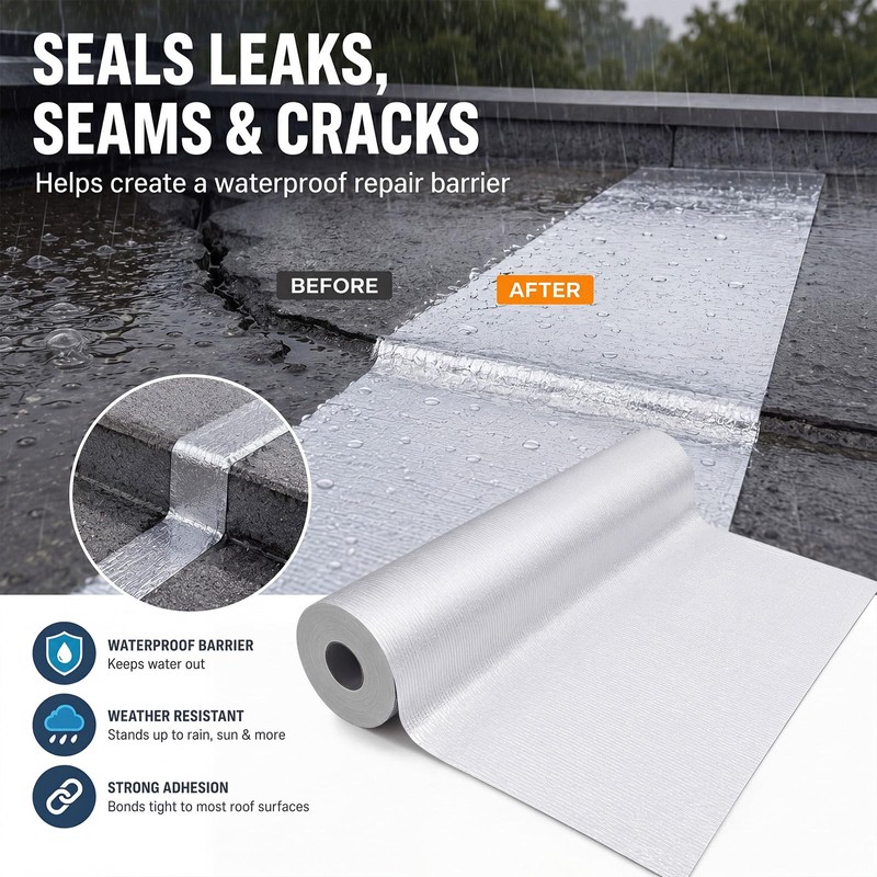 12 Inch X 32.8 Feet Self Stick Roll Roofing, Aluminum