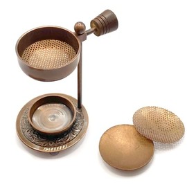 Farbenwald Adjustable Height Incense Burner for Smoking Resins, Woods and Leaves with Extra Strainer (Copper)