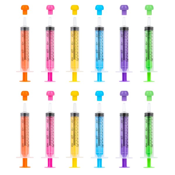 Plastic Syringes, Pack of 12 Disposable Syringes, 10 ml Syringes