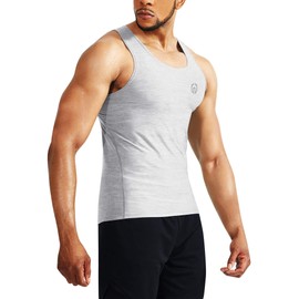 NELEUS Men's 3 Pack Compression Tank Top Tight Muscle Shirts,5074,Light Grey,US S,EU M