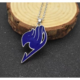 Dark Blue Magic Symbol Necklace - 4.5x2.5cm Metal Enamel Pendant - 55cm Chain - Fantasy Inspired Ice Character