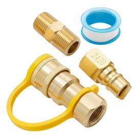SYOWADA 3Pcs 3/8 Inch Natural Gas Quick Connect Fittings, LP Gas Propane Hose Quick Disconnect Kit, Brass Gas Propane Connect Fittings for Low-Pressure Natural Gas