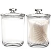Youngever 2 Pack 8 Ounce Clear Qtip Holders, Plastic Apothecary