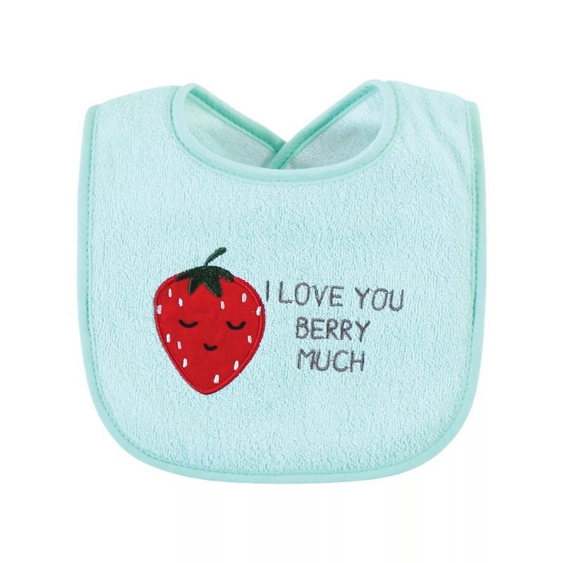 Hudson Baby Cotton Terry Drooler Bibs with Fiber Filling, Fruits,