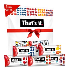 That's it. Mini Fruit Bars (Variety 35 Pack) No Sugar Added, Plant-Based, Vegan & Gluten Free, Breakfast Bar, Paleo, for Children & Adults, Non GMO, Fiber (7 Blueberry, 7 Cherry, 7 Fig, 7 Mango, 7 Strawberry)