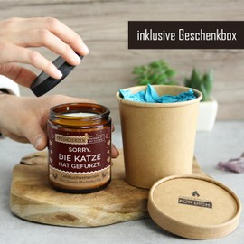 Lustige Duftkerze mit Spruch für Katzen Besitzer & Liebhaber | Handgemacht aus Sojawachs | In Geschenkbox | Nachhaltiges Valentinsgeschenk Gastgeschenk Katzenhalter Cat Lovers |Lebkuchen