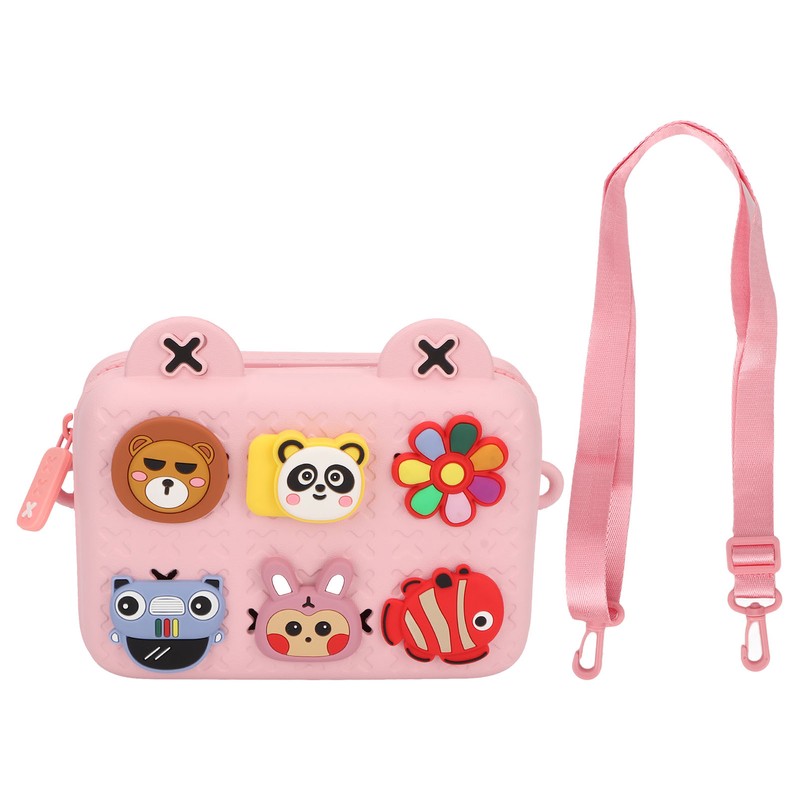 Kids Single Shoulder Camera Bag DIY Cartoon Decors Shock Absorbing