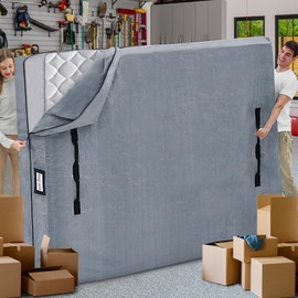 Mattress Bags for Moving and Storage, BETU Waterproof Mattress Protector Mattress Cover California King with 8 Heavy Duty Handles & Zipper Extra Thick Moving Supplies for Bed (86x75x13.5 Grey)