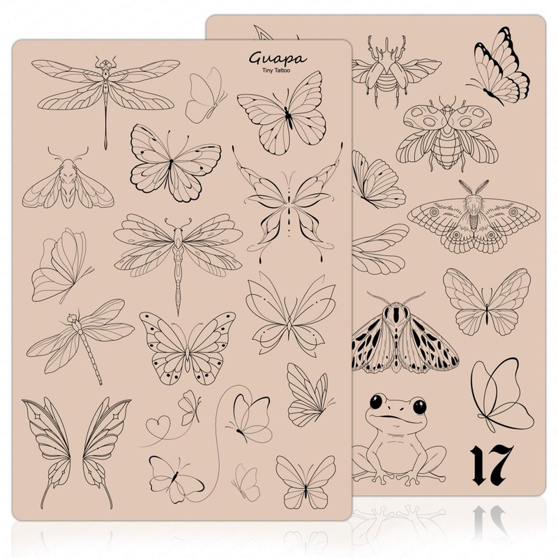 2PCS Double-Sided Tattoo Practice Skin with Pre-Printed Light Gray Stencil