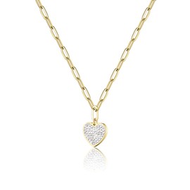 AIBEIOU Cute Heart Necklace, Delicate 18K Gold/Silver Plated Pendant, Elegant Ladies Choker, Gift for teenage girl