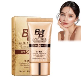 Sunscreen BB Cream SPF50+ PA+++, Gold Schnecken BB Creme mit LSF – Make-up, Feuchtigkeitspflege und Abdeckung in Einem – 40g, Schützt vor UV-Strahlen und Verleiht einen Strahlenden Teint (Elfenbein)