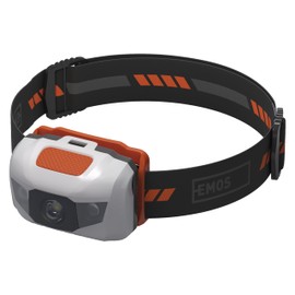 EMOS LED Headlamp with Red Light, Waterproof Head Torch IP43 with 4 Modes, Shockproof, Brightness 85 lm, Beam Range 65 m, Operating Time up to 120 Hours